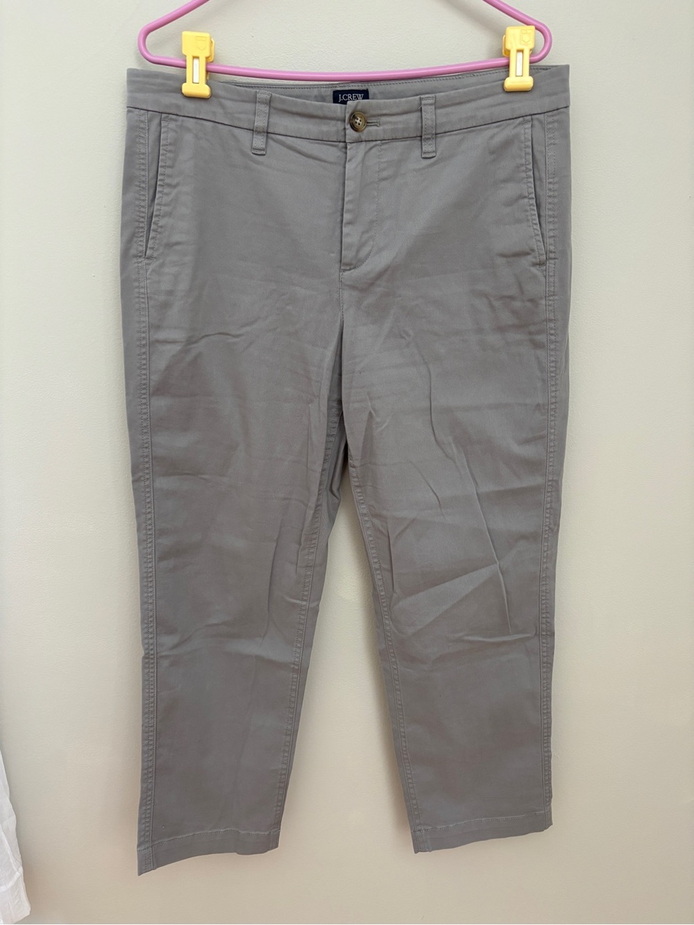 J. Crew Women's Gray High-Rise Girlfriend Chino Straight-Leg Pants